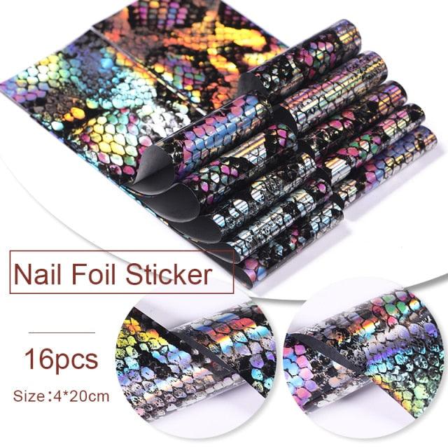 Nail Foils Fall Design Maple Leaves Flower Golden Nail Sliders Snake Leopard Decor Paper Nail Art Sticker Set Decals for Women Nail Decorations Accessories Metal Curve Stripe Lines Design Letter Nail Sticker Adhesive Decoration