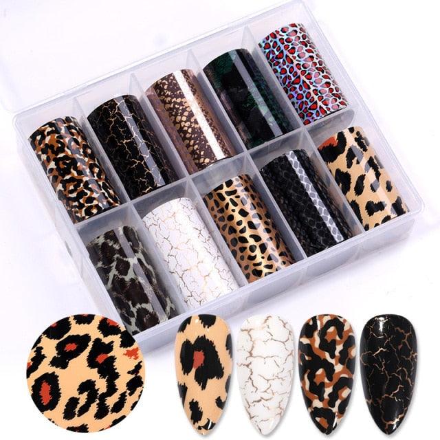 Nail Foils Fall Design Maple Leaves Flower Golden Nail Sliders Snake Leopard Decor Paper Nail Art Sticker Set Decals for Women Nail Decorations Accessories Metal Curve Stripe Lines Design Letter Nail Sticker Adhesive Decoration