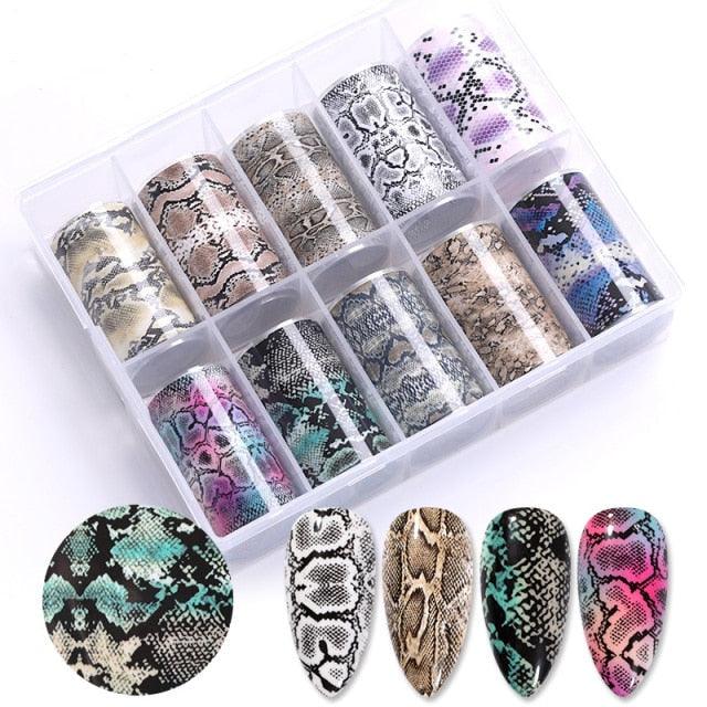 Nail Foils Fall Design Maple Leaves Flower Golden Nail Sliders Snake Leopard Decor Paper Nail Art Sticker Set Decals for Women Nail Decorations Accessories Metal Curve Stripe Lines Design Letter Nail Sticker Adhesive Decoration