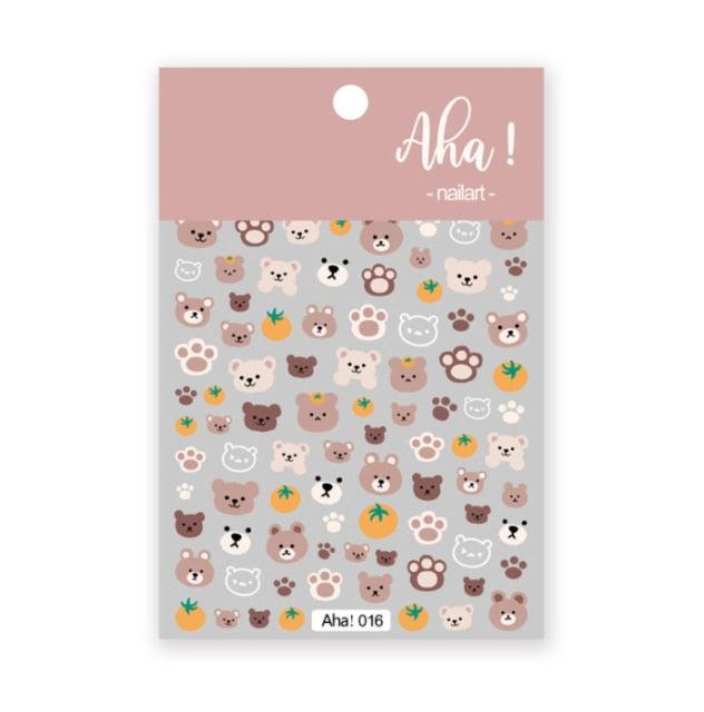 Nail Glue Stickers Stars Moon Cartoon Rabbit Panda Flower Nail Decoration Decals Nail Sticker Nail Art Decorations Design Decoration Acrylic Nail Supplies Designer Nail Decorations for Women Girls Kids 3D Nail Art Stickers Decals