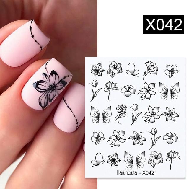 Nail Sticker Flower Water Transfer White Rose Necklace Lace Jewelry Nail Water Decal Black Wraps Tips  Nail Art Accessories Decoration Decal Self-Adhesive 3D Wave Design Decoration for Women Girls Tape Nail Art Stickers Decal Decoration