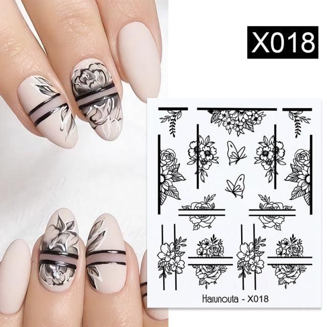 Nail Sticker Flower Water Transfer White Rose Necklace Lace Jewelry Nail Water Decal Black Wraps Tips  Nail Art Accessories Decoration Decal Self-Adhesive 3D Wave Design Decoration for Women Girls Tape Nail Art Stickers Decal Decoration