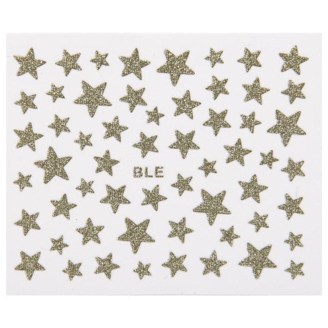 Nail Stickers 3D Nail Slider Stars Stickers Glitter Shiny Decoration Decal Transfer Adhesive Colorful Nail Art Tips Manicure Woman Decoration Nail Art Nail Ornament Self Adhesive Nail Decals Colorful Nail Sticker Jewelry Design For Nails Sliders Tips