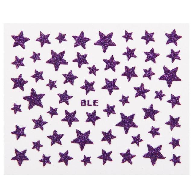 Nail Stickers 3D Nail Slider Stars Stickers Glitter Shiny Decoration Decal Transfer Adhesive Colorful Nail Art Tips Manicure Woman Decoration Nail Art Nail Ornament Self Adhesive Nail Decals Colorful Nail Sticker Jewelry Design For Nails Sliders Tips