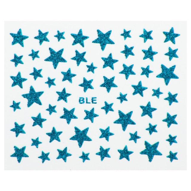 Nail Stickers 3D Nail Slider Stars Stickers Glitter Shiny Decoration Decal Transfer Adhesive Colorful Nail Art Tips Manicure Woman Decoration Nail Art Nail Ornament Self Adhesive Nail Decals Colorful Nail Sticker Jewelry Design For Nails Sliders Tips