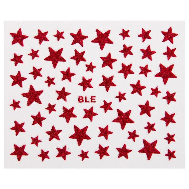Nail Stickers 3D Nail Slider Stars Stickers Glitter Shiny Decoration Decal Transfer Adhesive Colorful Nail Art Tips Manicure Woman Decoration Nail Art Nail Ornament Self Adhesive Nail Decals Colorful Nail Sticker Jewelry Design For Nails Sliders Tips