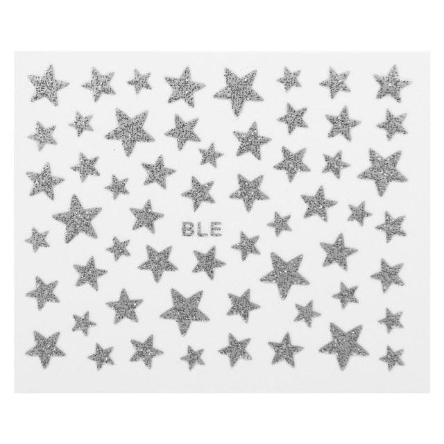 Nail Stickers 3D Nail Slider Stars Stickers Glitter Shiny Decoration Decal Transfer Adhesive Colorful Nail Art Tips Manicure Woman Decoration Nail Art Nail Ornament Self Adhesive Nail Decals Colorful Nail Sticker Jewelry Design For Nails Sliders Tips