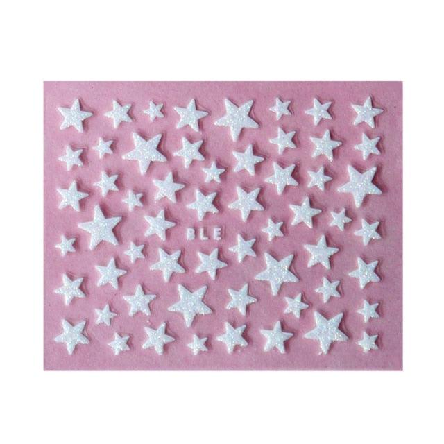 Nail Stickers 3D Nail Slider Stars Stickers Glitter Shiny Decoration Decal Transfer Adhesive Colorful Nail Art Tips Manicure Woman Decoration Nail Art Nail Ornament Self Adhesive Nail Decals Colorful Nail Sticker Jewelry Design For Nails Sliders Tips
