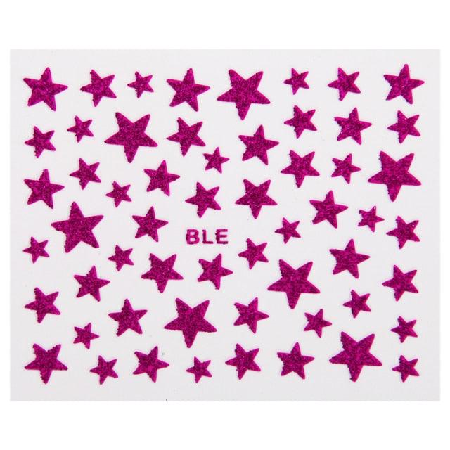Nail Stickers 3D Nail Slider Stars Stickers Glitter Shiny Decoration Decal Transfer Adhesive Colorful Nail Art Tips Manicure Woman Decoration Nail Art Nail Ornament Self Adhesive Nail Decals Colorful Nail Sticker Jewelry Design For Nails Sliders Tips