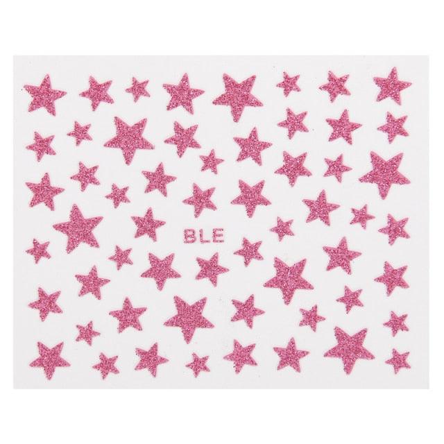 Nail Stickers 3D Nail Slider Stars Stickers Glitter Shiny Decoration Decal Transfer Adhesive Colorful Nail Art Tips Manicure Woman Decoration Nail Art Nail Ornament Self Adhesive Nail Decals Colorful Nail Sticker Jewelry Design For Nails Sliders Tips