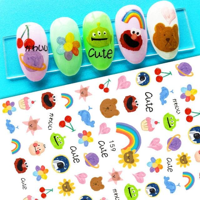 Nail Stickers Cute Rabbit Nail Art Decorations No Face Man Nail Sliders For Manicure Women Kids Girls Manicure Decoration Nail Art Supplies 3D Self-Adhesive Nail Decals Designer Nail Stickers for Acrylic Nails