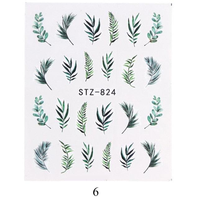 Nail Water Sticker Flower Flamingo Beauty Slider Bloom Colorful Plant Pattern 3D Manicure Sticker Nail Art Decorations Luxurious Nail Art Decoration White Feather Lace Flower Leaf Carving Design Exquisite Pattern Nail Art Supplies Self-Adhesive Nail