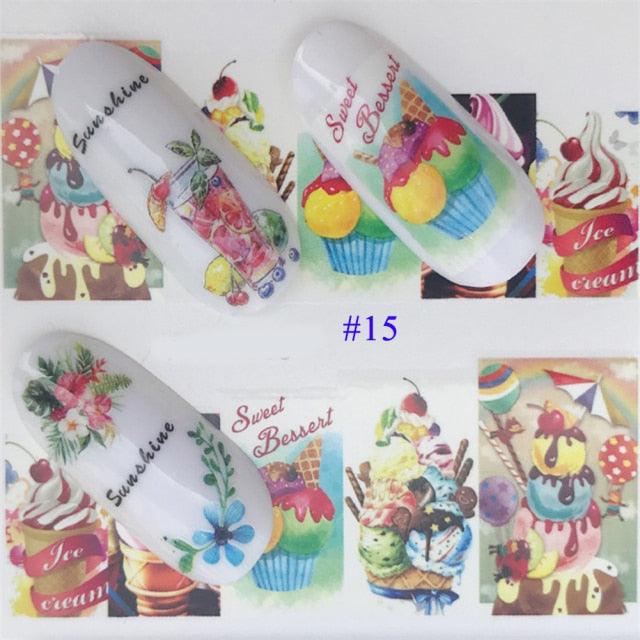 Nail Water Sticker Flower Flamingo Beauty Slider Bloom Colorful Plant Pattern 3D Manicure Sticker Nail Art Decorations Luxurious Nail Art Decoration White Feather Lace Flower Leaf Carving Design Exquisite Pattern Nail Art Supplies Self-Adhesive Nail