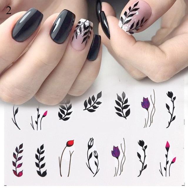 Nail Water Sticker Flower Flamingo Beauty Slider Bloom Colorful Plant Pattern 3D Manicure Sticker Nail Art Decorations Luxurious Nail Art Decoration White Feather Lace Flower Leaf Carving Design Exquisite Pattern Nail Art Supplies Self-Adhesive Nail