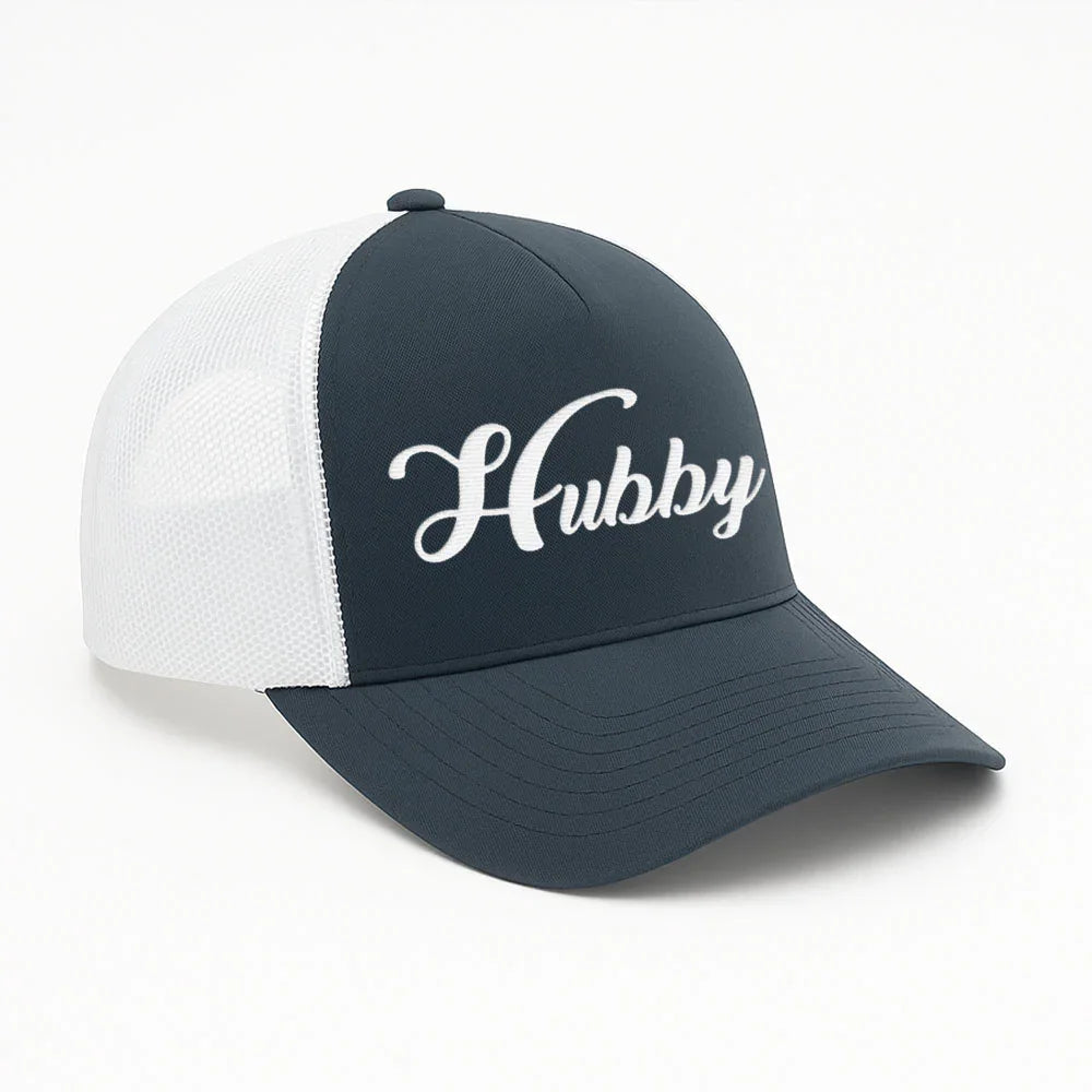 Embroidered Hubby Trucker Hat – Classic Mesh Cap for Wedding or Anniversary Adorb Custom Tees