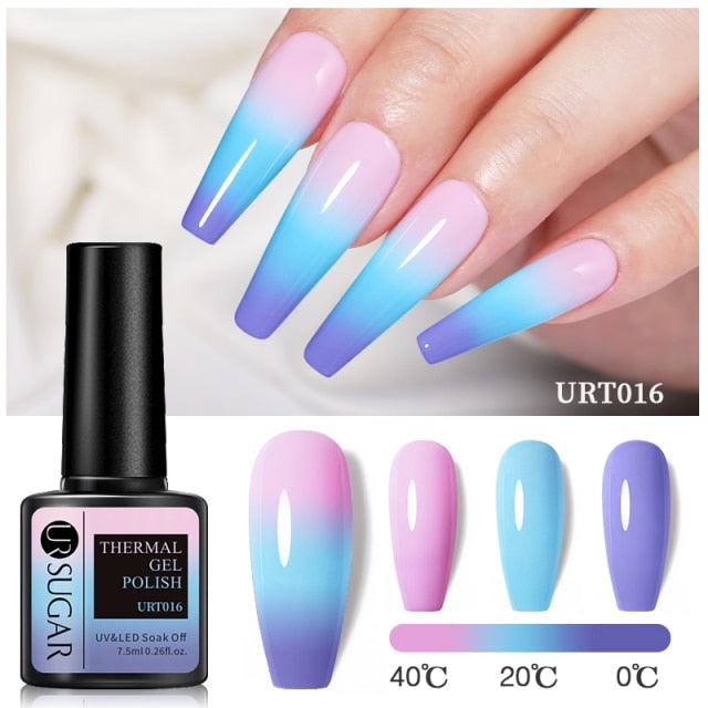 New 2022 Pink Blue Gel Nail Polish UV Color Changing Elegant Luxury Glossy Nail Design For Womens