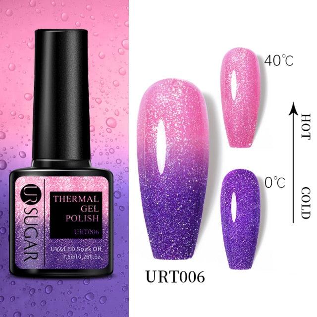New 2022 Pink Blue Gel Nail Polish UV Color Changing Elegant Luxury Glossy Nail Design For Womens