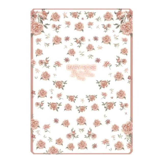 NEW 3D Flower Nail Sticker Art Pink Rose Nail Adhesive Slider Beauty Wedding Nail Art Decorations Designs Tool Manicure for Woman Decoration Nail Art Nail Ornament Self Adhesive Nail Decals Colorful Nail Sticker Jewelry Design For Nails Sliders Tips