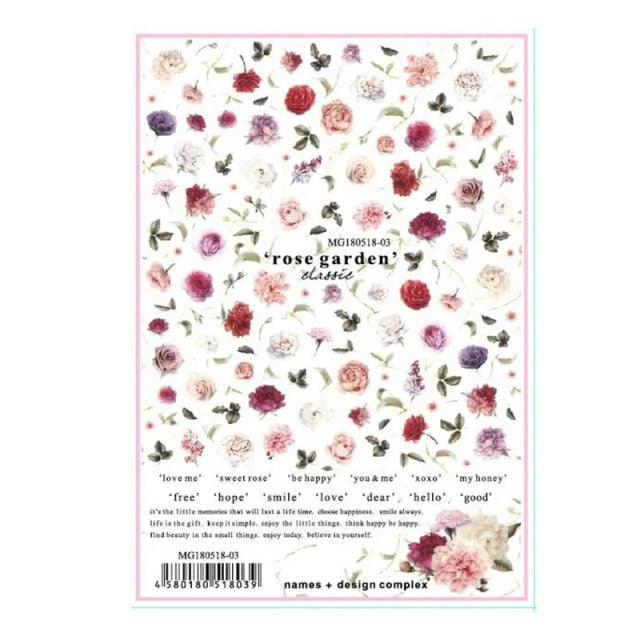 NEW 3D Flower Nail Sticker Art Pink Rose Nail Adhesive Slider Beauty Wedding Nail Art Decorations Designs Tool Manicure for Woman Decoration Nail Art Nail Ornament Self Adhesive Nail Decals Colorful Nail Sticker Jewelry Design For Nails Sliders Tips
