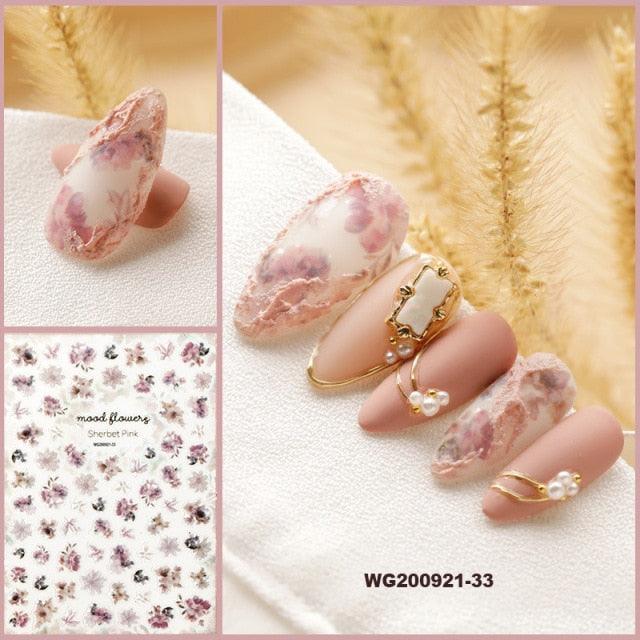 NEW 3D Flower Nail Sticker Art Pink Rose Nail Adhesive Slider Beauty Wedding Nail Art Decorations Designs Tool Manicure for Woman Decoration Nail Art Nail Ornament Self Adhesive Nail Decals Colorful Nail Sticker Jewelry Design For Nails Sliders Tips