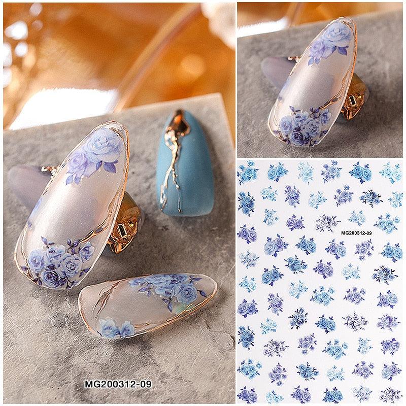 NEW 3D Flower Nail Sticker Art Pink Rose Nail Adhesive Slider Beauty Wedding Nail Art Decorations Designs Tool Manicure for Woman Decoration Nail Art Nail Ornament Self Adhesive Nail Decals Colorful Nail Sticker Jewelry Design For Nails Sliders Tips
