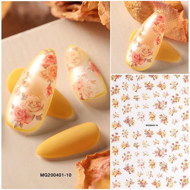NEW 3D Flower Nail Sticker Art Pink Rose Nail Adhesive Slider Beauty Wedding Nail Art Decorations Designs Tool Manicure for Woman Decoration Nail Art Nail Ornament Self Adhesive Nail Decals Colorful Nail Sticker Jewelry Design For Nails Sliders Tips