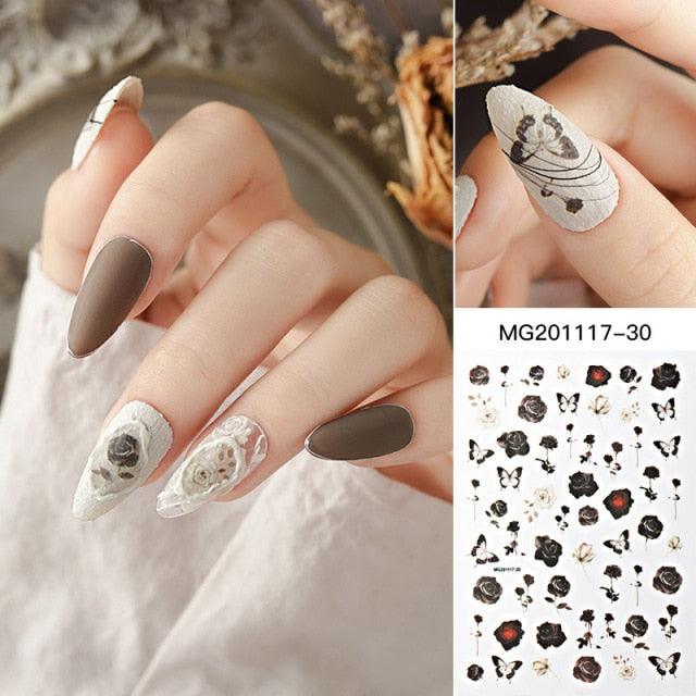 NEW 3D Flower Nail Sticker Art Pink Rose Nail Adhesive Slider Beauty Wedding Nail Art Decorations Designs Tool Manicure for Woman Decoration Nail Art Nail Ornament Self Adhesive Nail Decals Colorful Nail Sticker Jewelry Design For Nails Sliders Tips