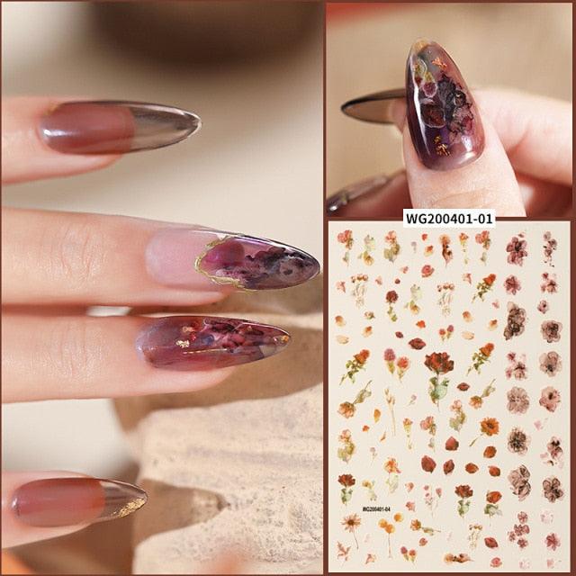 NEW 3D Flower Nail Sticker Art Pink Rose Nail Adhesive Slider Beauty Wedding Nail Art Decorations Designs Tool Manicure for Woman Decoration Nail Art Nail Ornament Self Adhesive Nail Decals Colorful Nail Sticker Jewelry Design For Nails Sliders Tips
