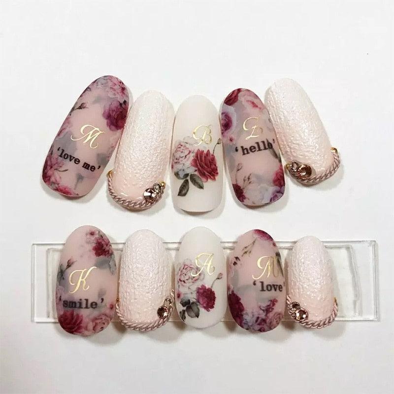 NEW 3D Flower Nail Sticker Art Pink Rose Nail Adhesive Slider Beauty Wedding Nail Art Decorations Designs Tool Manicure for Woman Decoration Nail Art Nail Ornament Self Adhesive Nail Decals Colorful Nail Sticker Jewelry Design For Nails Sliders Tips