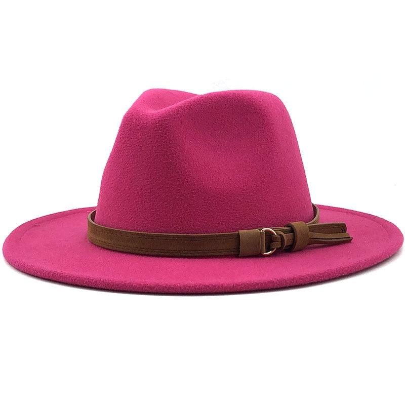 New Adjustable Unisex Wool Fedora Hat Luxury Wide Brim Fedora Floppy Hat Gentleman Elegant Winter Autumn Wide Comfortable Soft Hat Outdoor Wide Brim Hat With Strap Stevvex