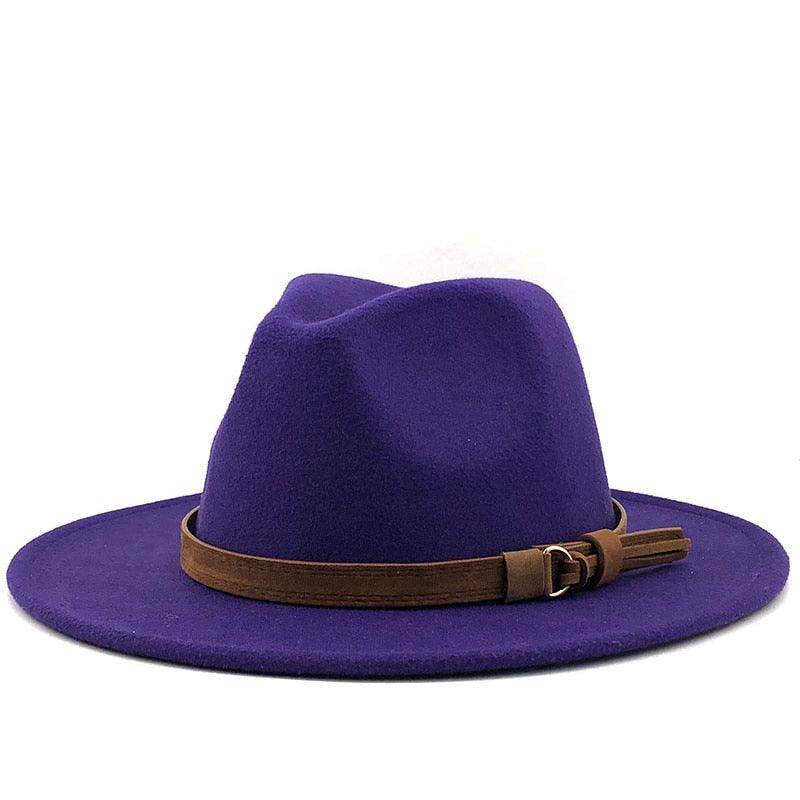 New Adjustable Unisex Wool Fedora Hat Luxury Wide Brim Fedora Floppy Hat Gentleman Elegant Winter Autumn Wide Comfortable Soft Hat Outdoor Wide Brim Hat With Strap Stevvex