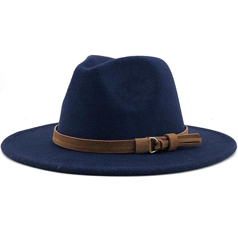 New Adjustable Unisex Wool Fedora Hat Luxury Wide Brim Fedora Floppy Hat Gentleman Elegant Winter Autumn Wide Comfortable Soft Hat Outdoor Wide Brim Hat With Strap Stevvex