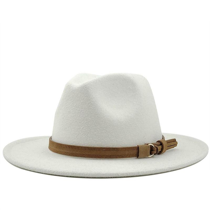 New Adjustable Unisex Wool Fedora Hat Luxury Wide Brim Fedora Floppy Hat Gentleman Elegant Winter Autumn Wide Comfortable Soft Hat Outdoor Wide Brim Hat With Strap Stevvex