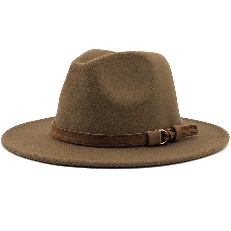 New Adjustable Unisex Wool Fedora Hat Luxury Wide Brim Fedora Floppy Hat Gentleman Elegant Winter Autumn Wide Comfortable Soft Hat Outdoor Wide Brim Hat With Strap Stevvex