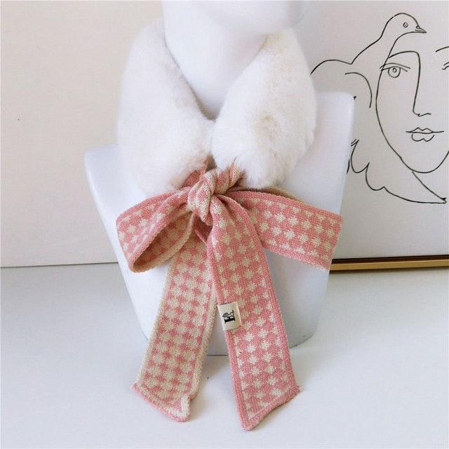 New Autumn Winter Fashion Soft Faux Fur Crochet Knitted  Neck Warmer Elastic Neck Gaiter Head Wrap Lightweight Scarf Collar Neck Elegant Warmer Scarves for Women Stevvex