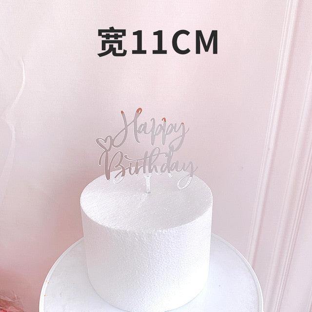 New Colored Flowers Happy Birthday Cake Topper Happy Birthday Cake Topper Acrylic With Flowers Cupcake Topper For Various Birthday Party Cake Decorations Golden Acrylic Birthday Party Dessert Decoration For Baby Shower Baking Supplies Stevvex
