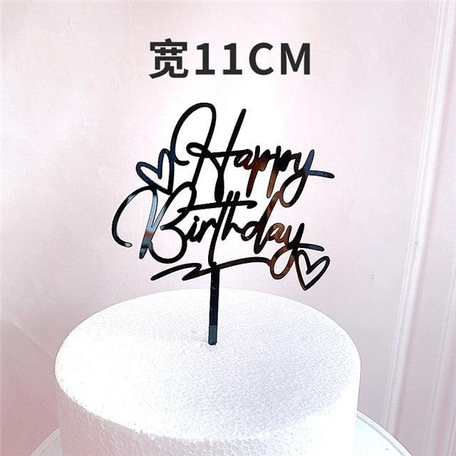 New Colored Flowers Happy Birthday Cake Topper Happy Birthday Cake Topper Acrylic With Flowers Cupcake Topper For Various Birthday Party Cake Decorations Golden Acrylic Birthday Party Dessert Decoration For Baby Shower Baking Supplies Stevvex