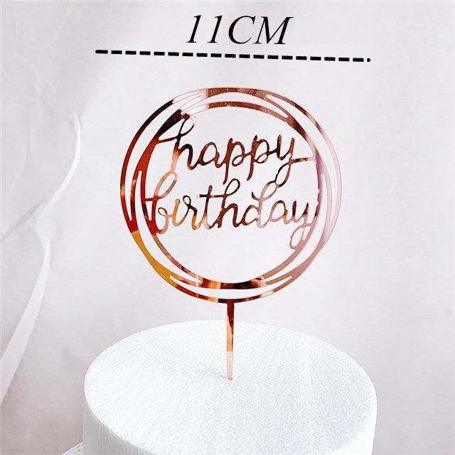 New Colored Flowers Happy Birthday Cake Topper Happy Birthday Cake Topper Acrylic With Flowers Cupcake Topper For Various Birthday Party Cake Decorations Golden Acrylic Birthday Party Dessert Decoration For Baby Shower Baking Supplies Stevvex