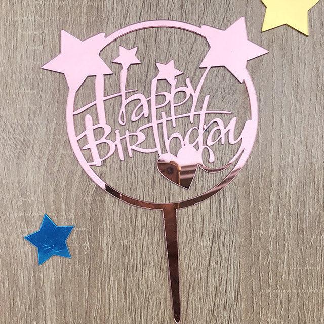 New Colored Flowers Happy Birthday Cake Topper Happy Birthday Cake Topper Acrylic With Flowers Cupcake Topper For Various Birthday Party Cake Decorations Golden Acrylic Birthday Party Dessert Decoration For Baby Shower Baking Supplies Stevvex