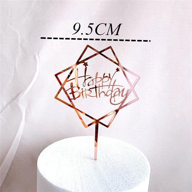 New Colored Flowers Happy Birthday Cake Topper Happy Birthday Cake Topper Acrylic With Flowers Cupcake Topper For Various Birthday Party Cake Decorations Golden Acrylic Birthday Party Dessert Decoration For Baby Shower Baking Supplies Stevvex