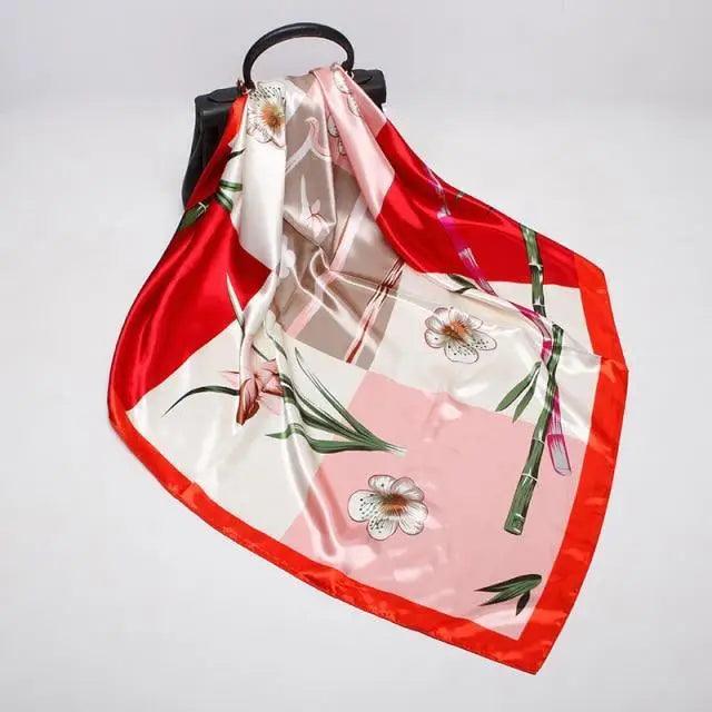 New Elegance Fashionable Scarves for Women Shawl Print Silk Satin Hijab Scarf Female Bandana 90*90cm Luxury Square Shawls Scarfs For Ladies Stevvex