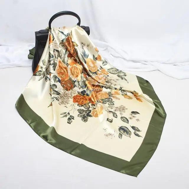 New Elegance Fashionable Scarves for Women Shawl Print Silk Satin Hijab Scarf Female Bandana 90*90cm Luxury Square Shawls Scarfs For Ladies Stevvex