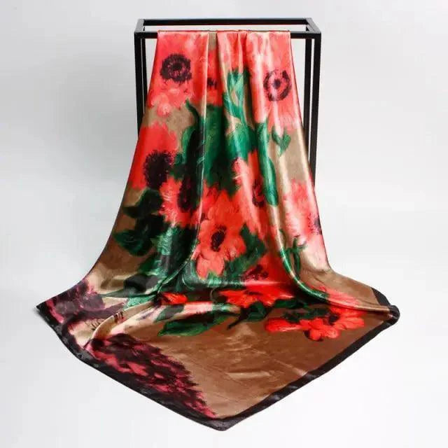 New Elegance Fashionable Scarves for Women Shawl Print Silk Satin Hijab Scarf Female Bandana 90*90cm Luxury Square Shawls Scarfs For Ladies Stevvex