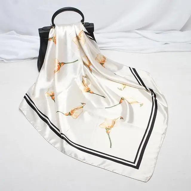 New Elegance Fashionable Scarves for Women Shawl Print Silk Satin Hijab Scarf Female Bandana 90*90cm Luxury Square Shawls Scarfs For Ladies Stevvex