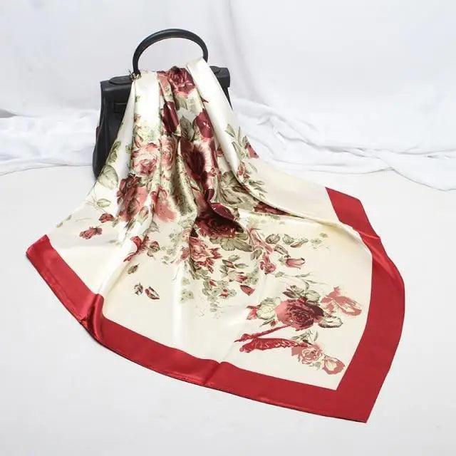 New Elegance Fashionable Scarves for Women Shawl Print Silk Satin Hijab Scarf Female Bandana 90*90cm Luxury Square Shawls Scarfs For Ladies Stevvex