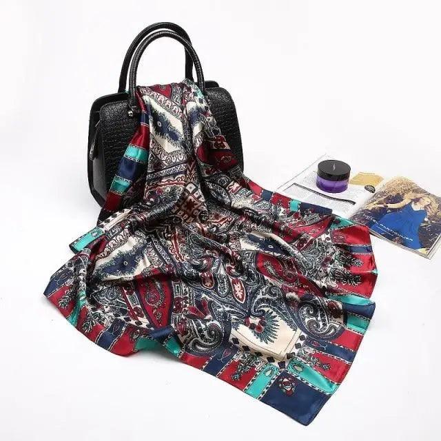 New Elegance Fashionable Scarves for Women Shawl Print Silk Satin Hijab Scarf Female Bandana 90*90cm Luxury Square Shawls Scarfs For Ladies Stevvex