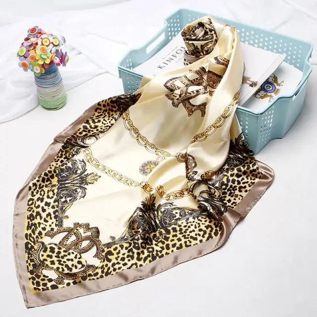 New Elegance Fashionable Scarves for Women Shawl Print Silk Satin Hijab Scarf Female Bandana 90*90cm Luxury Square Shawls Scarfs For Ladies Stevvex