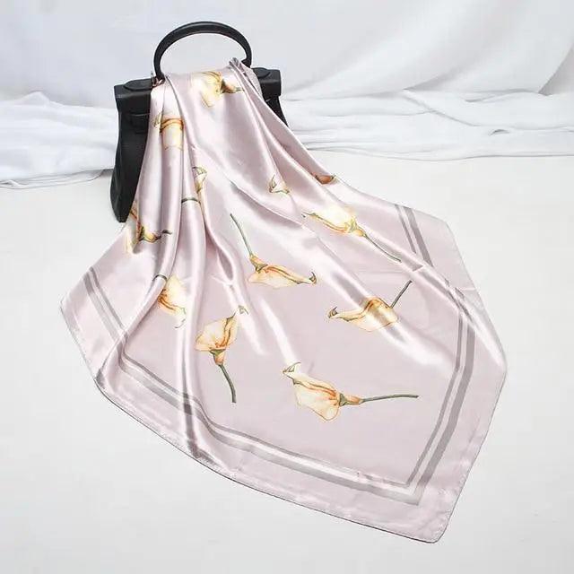 New Elegance Fashionable Scarves for Women Shawl Print Silk Satin Hijab Scarf Female Bandana 90*90cm Luxury Square Shawls Scarfs For Ladies Stevvex