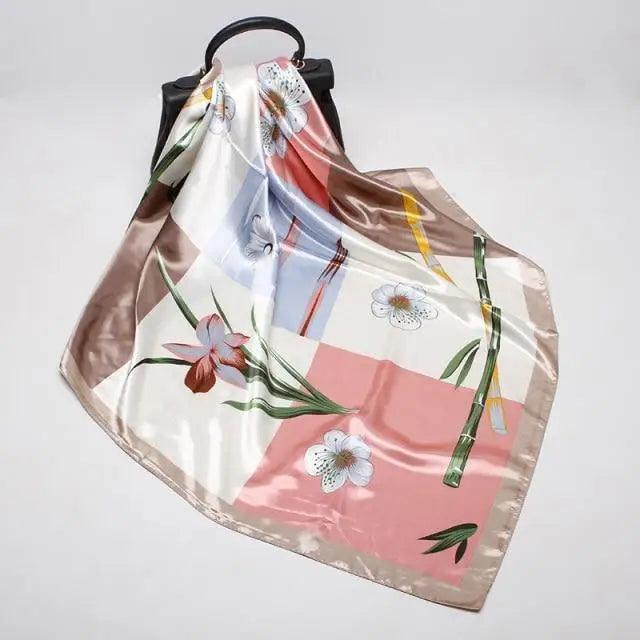 New Elegance Fashionable Scarves for Women Shawl Print Silk Satin Hijab Scarf Female Bandana 90*90cm Luxury Square Shawls Scarfs For Ladies Stevvex