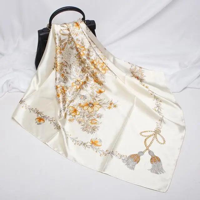 New Elegance Fashionable Scarves for Women Shawl Print Silk Satin Hijab Scarf Female Bandana 90*90cm Luxury Square Shawls Scarfs For Ladies Stevvex